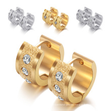 Gold Diamond Titanium Steel Scrub Stainless Steel Personality Ear Studs Earrings